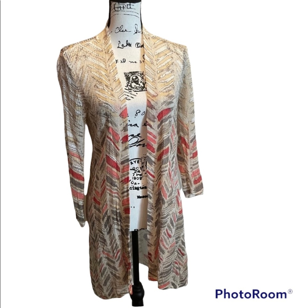 Nic + Zoe Cardigan Small Mesh Open Tribal Duster Long